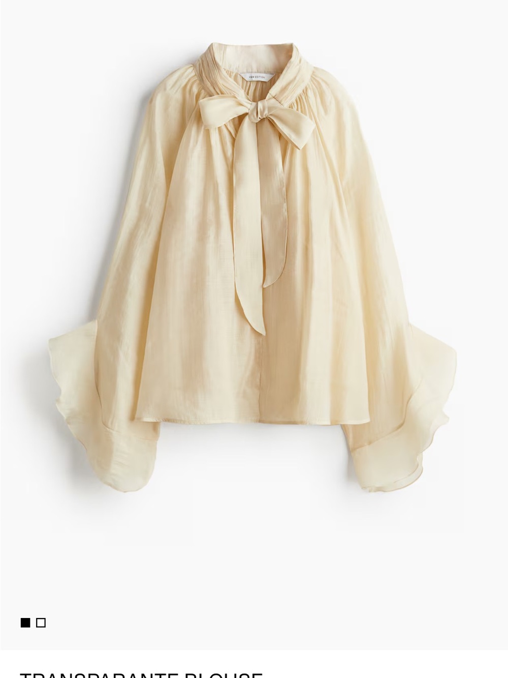 H&M Cream Bow-Tie Sheer Blouse